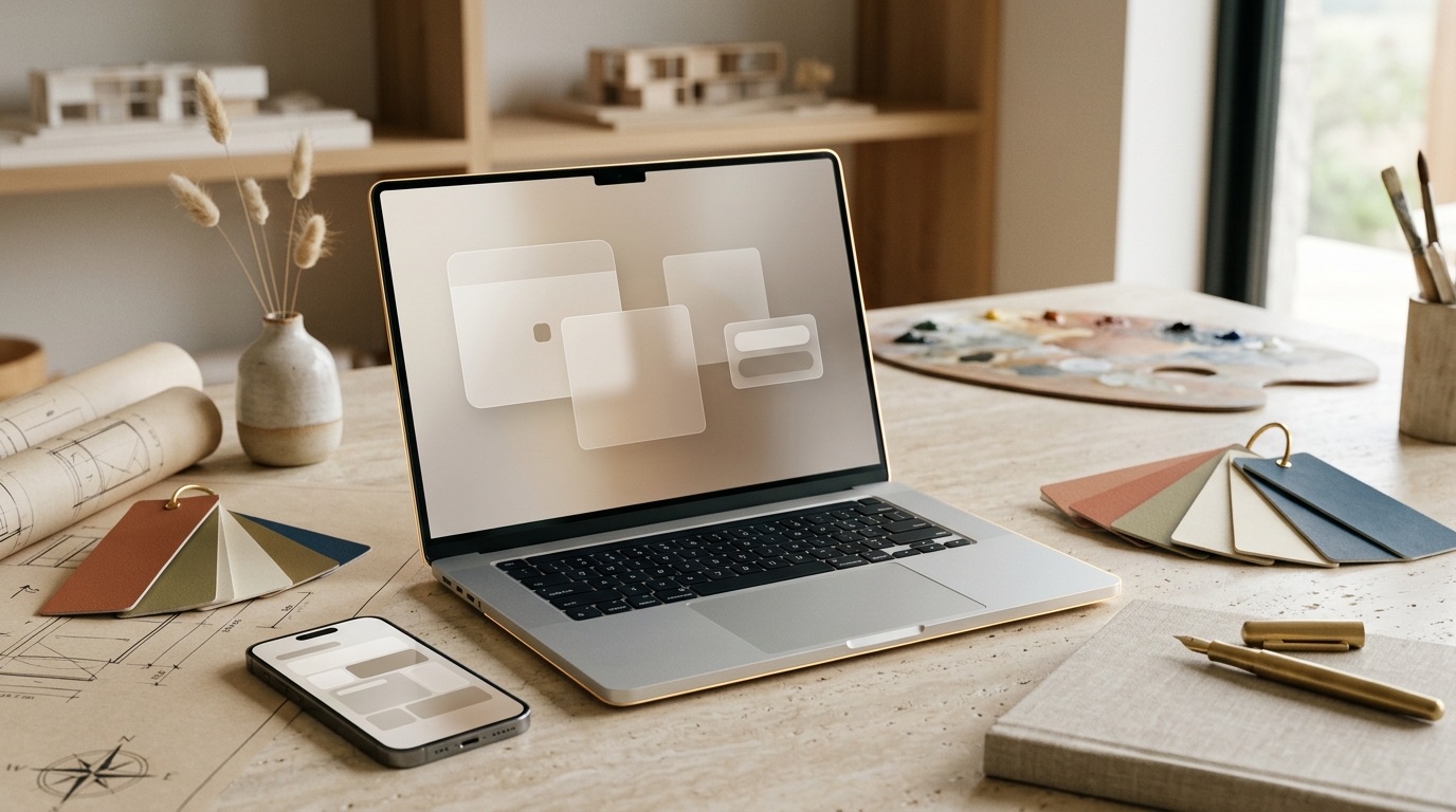 Premium calendar booking visual with plans and paint samples